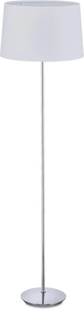 Relaxdays Stehlampe aus Eisen und Stoff in Weiß und Chrom mit Fußschalter, Höhe: 148,5 cm, Durchmesser: 40 cm - Bild 1