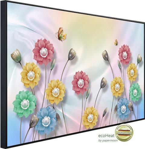 papermoon EcoHeat Infrarotheizung mit Blumenmuster in Bunt und Matt-Effekt mit App-Steuerung und Überhitzungsschutz - Bild 1
