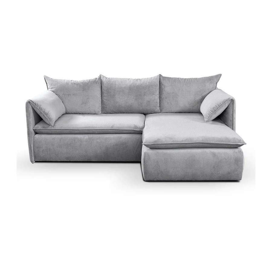 Vente-unique Schlafsofa Teodora in Grau mit L-Form und Cord-Bezug - Bild 2