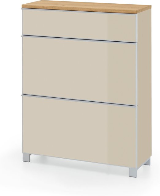 Kommode Rolf Weber VERSMOLD in Braun mit Balkeneiche furniert und Glas, B/T/H: 108 x 31 x 84 cm - Bild 1