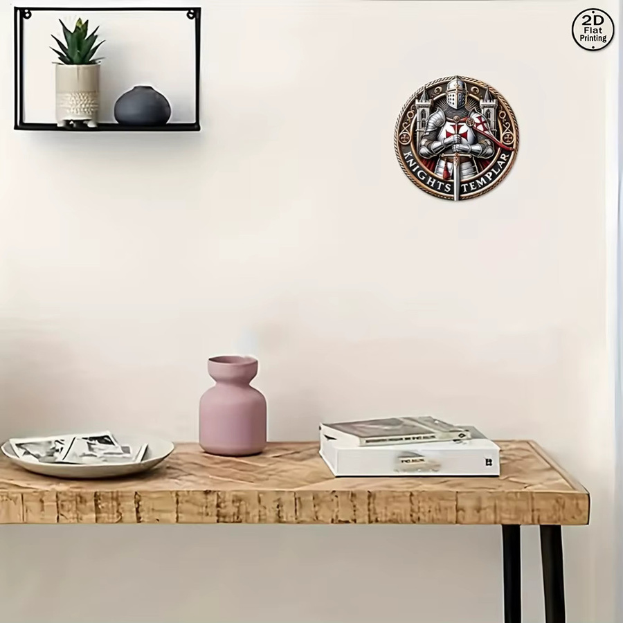 CIFBUY Metallwandschild im Vintage-Stil mit Ritter-Illustration, rund, mehrfarbig, Durchmesser: 20,3 cm - Bild 6