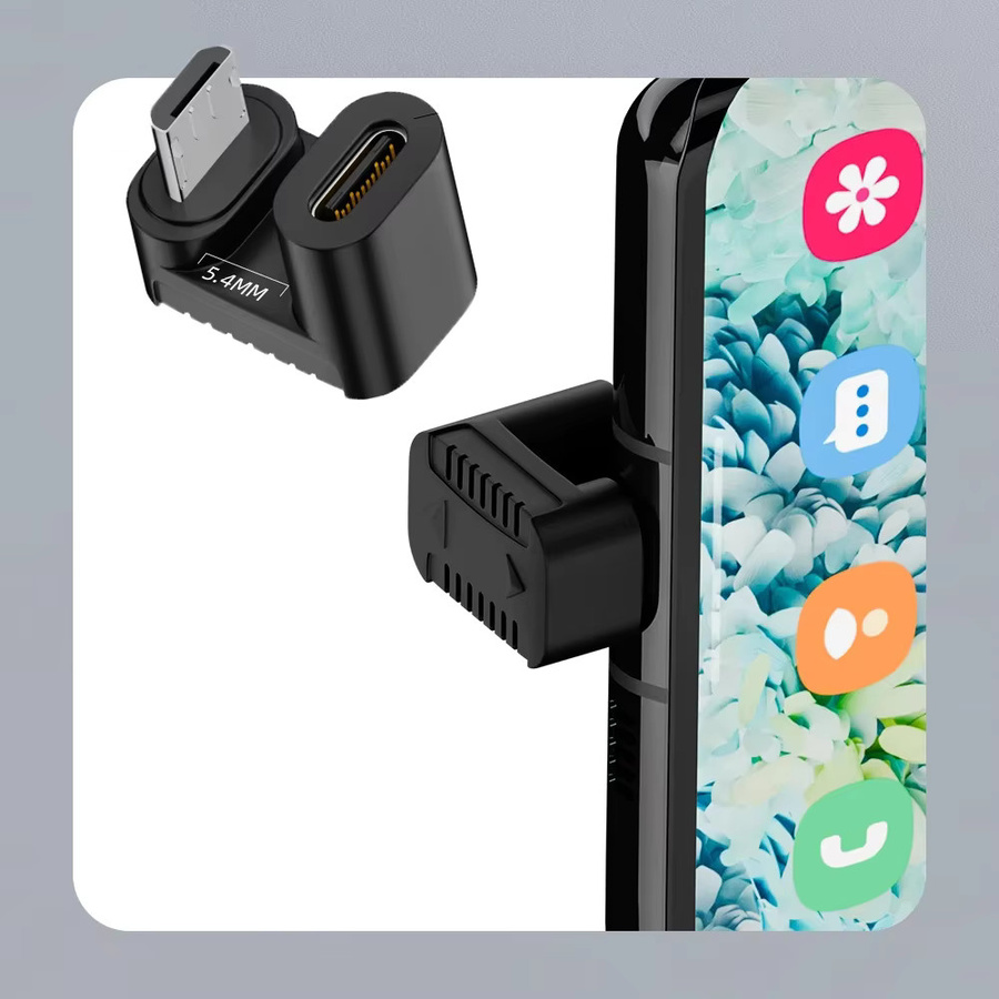 BSN USB-C auf Micro-USB Adapter in U-Form mit 90 Grad Winkel, Schwarz, Ladeanschluss für Android-Smartphones und Tablets - Bild 4
