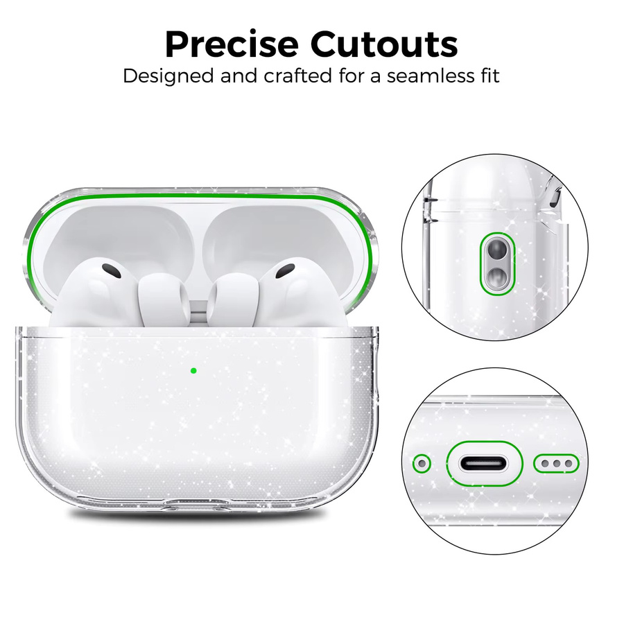 Transparente Glitter Hülle für AirPods Pro 3 mit Reinigungsset - Bild 1