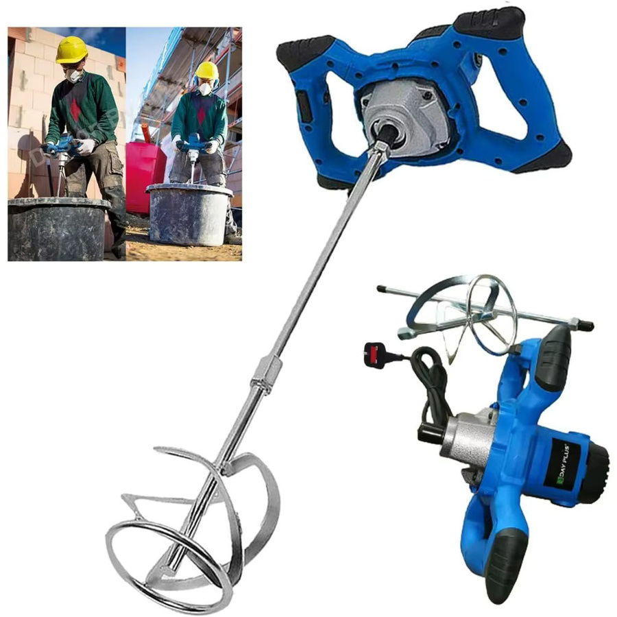 Tragbarer elektrischer Paddelmischer mit 2800 W und 6 Geschwindigkeiten in Blau für Mörtel, Fugen, Farbe, Zement und Gips - Bild 5