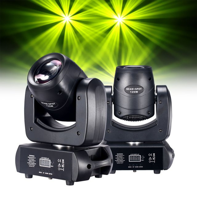DJXFLI 2er Set Mini LED Moving Head Lichteffekt mit 120W, 8 rotierenden Prismen und RGB Strobe für DJ und Bühne, Schwarz - Bild 1