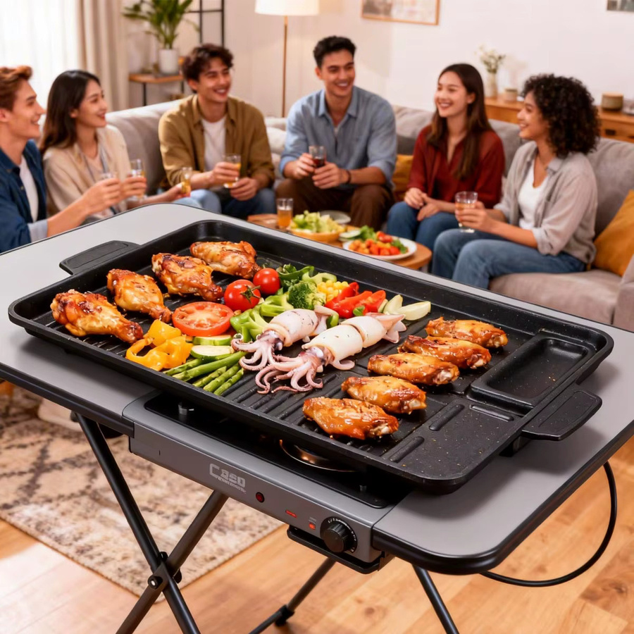 KOSUN Koreanische Grillpfanne aus Aluminium mit Titanbeschichtung, Schwarz, Durchmesser: 37,5 cm, geeignet für Induktion und Outdoor-Camping - Bild 5