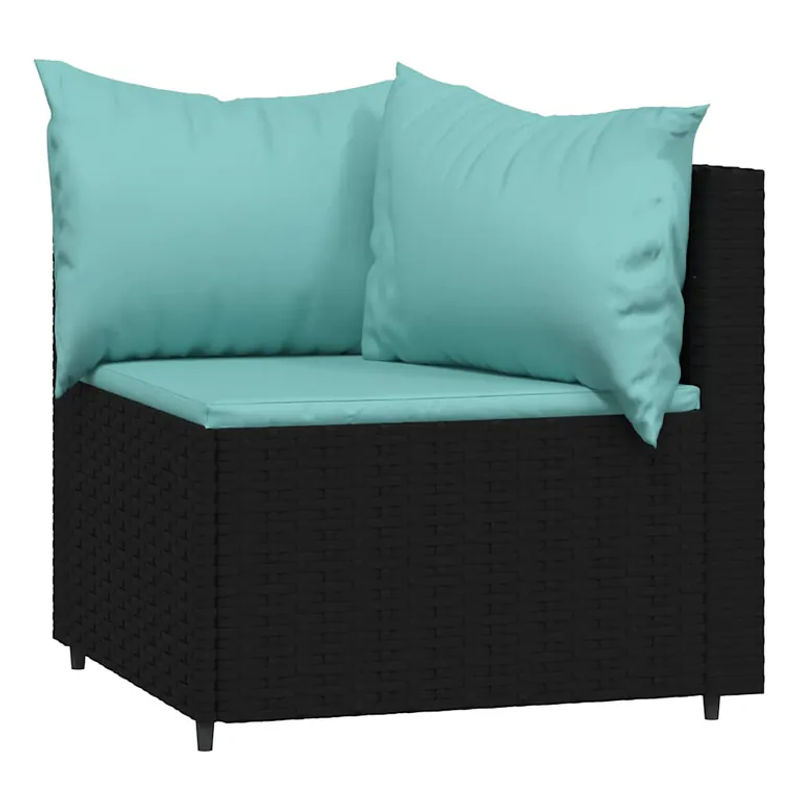 Vidaxl Ecksofa-Module aus Polyrattan mit Kissen, 2 Stück, Schwarz und Türkis, Modernes Design - Bild 2