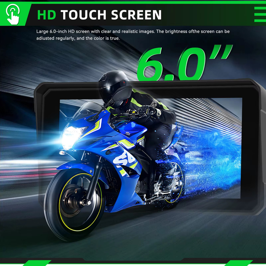 Podofo 6 Zoll IP68 Wasserdichter Tragbarer Auto-Multimedia-Player mit Touchscreen, Kabelloses CarPlay und Android Auto, Bluetooth und Freisprechfunktion, Schwarz - Bild 2