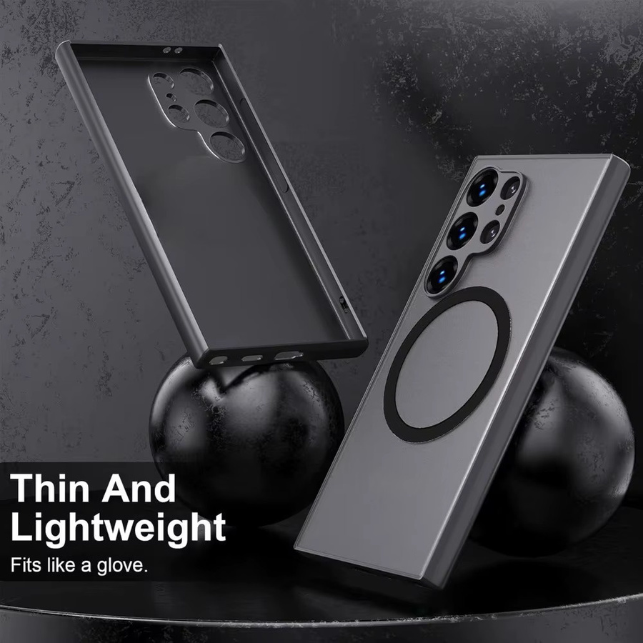 Mattierte magnetische Handyhülle für Samsung Galaxy S26 S25 S24 S23 S22 S21 S20 FE Ultra Hardcase mit weichen Kanten in Schwarz - Bild 2