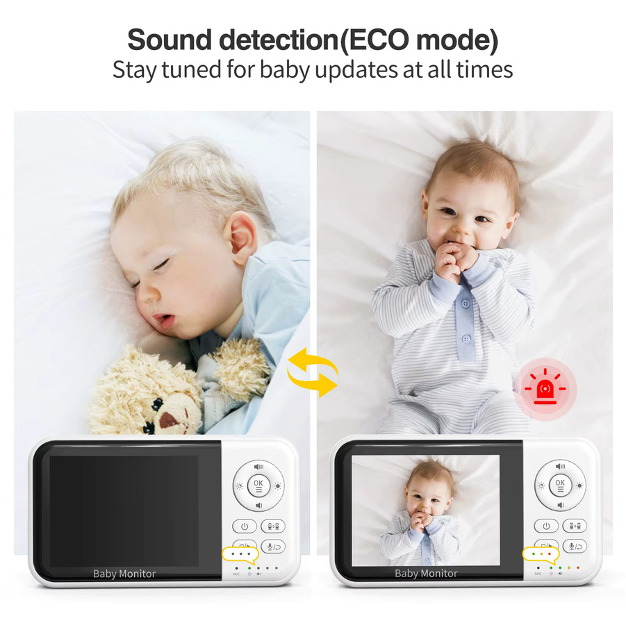 MBOSS Babyphone mit Kamera und 3,2-Zoll-Bildschirm in Weiß mit Nachtsicht, 2-Wege-Audio, Temperatursensor und 2-fachem Zoom - Bild 2