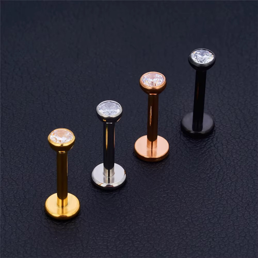 UHERA Piercing Labret Stud, Titan, Zirkonia, Unisex - Bild 1