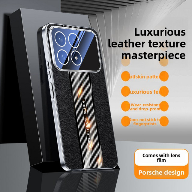Luxus Business Sle Ledertasche für Xiaomi POCO F8 Ultra und F8 Pro in Grau mit Anti-Drop Kameraobjektiv Schutzhülle - Bild 1