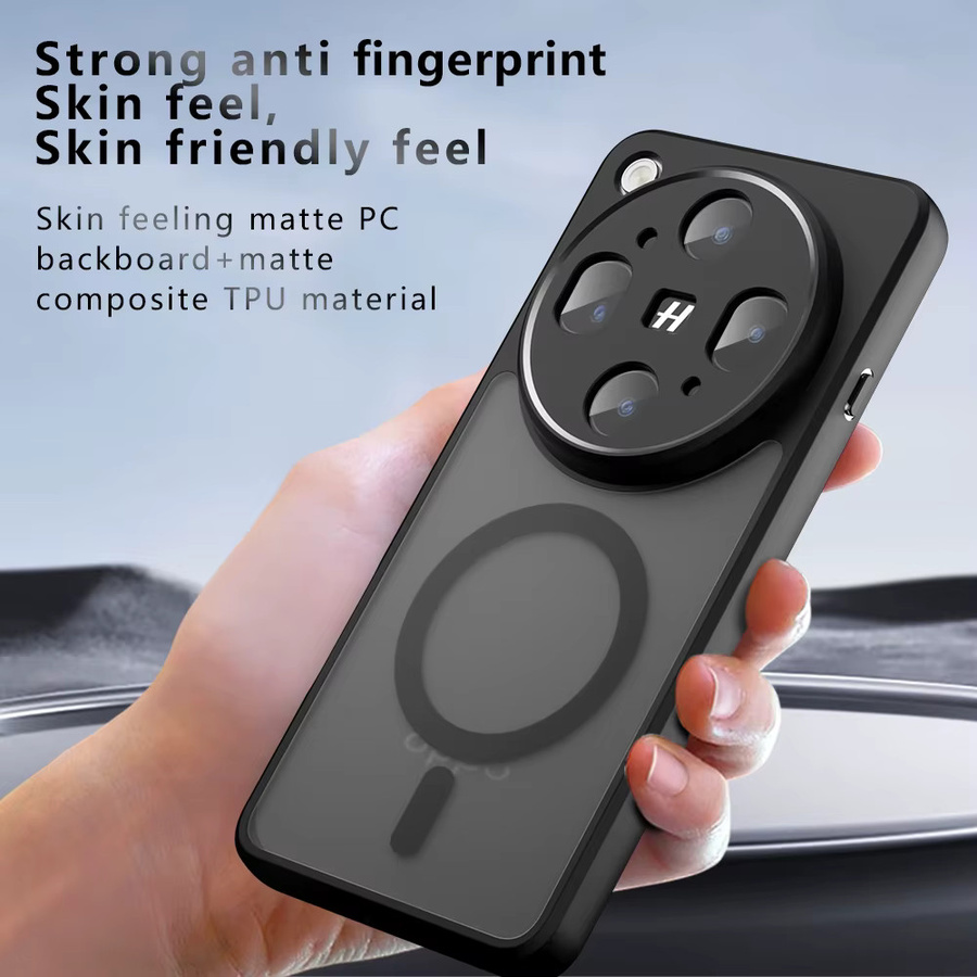 Magnetische Acryl-Matte Handyhülle für OPPO Find X9 Ultra, stoßfeste transparente Magsafe Schutzhülle mit hartem Bumper, Schwarz - Bild 3