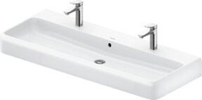 Duravit Doppelwaschtisch Qatego in Weiß, Keramik, rechteckig, B: 120 cm, T: 47 cm, mit 2 Halblavabos, Überlauf und Hahnloch - Bild 1