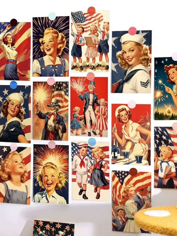 20 Stück Vintage Amerikanische Patriotische Jubiläums-Postkarten für den 4. Juli und Unabhängigkeitstag, Mehrfarbig, Rechteckig - Bild 7