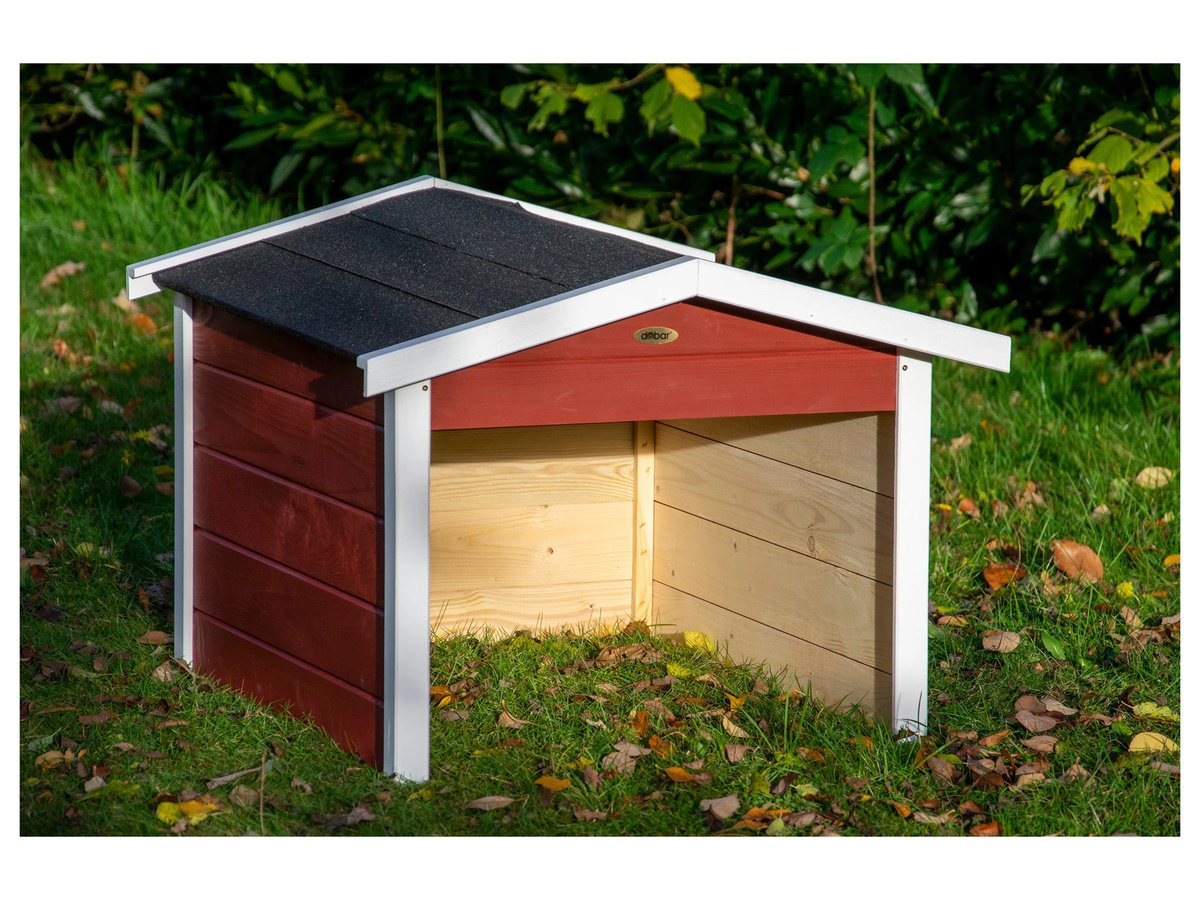 DOBAR Mährobotergarage aus Holz in Rot, B: 68 cm, T: 76 cm, H: 52 cm - Bild 2