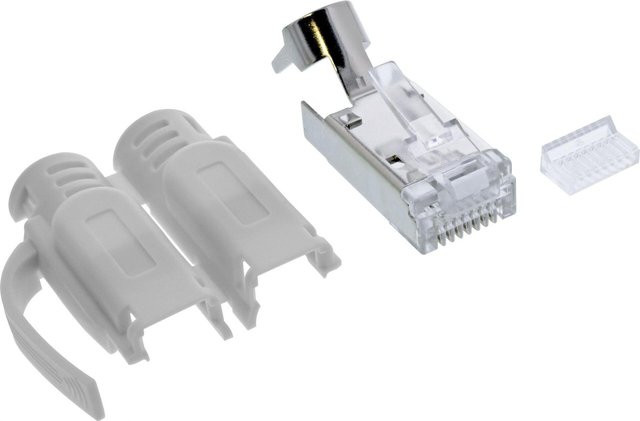 InLine Crimpstecker Cat.6A RJ45 geschirmt für Ethernet/LAN, 3-teilig, grau/gold, 100er Pack (76016A) - Bild 1