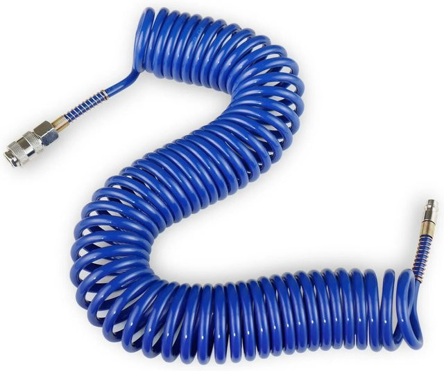CCLIFE PU Luftschlauch Blau mit Feder 1/4 Zoll für Kompressor und Druckluft in der Werkstatt, Länge: 10 Meter - Bild 1