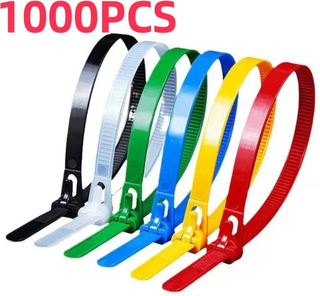 100 Stück wiederverwendbare Nylon-Kabelbinder in Schwarz und Weiß sowie gemischten Farben - Bild 1