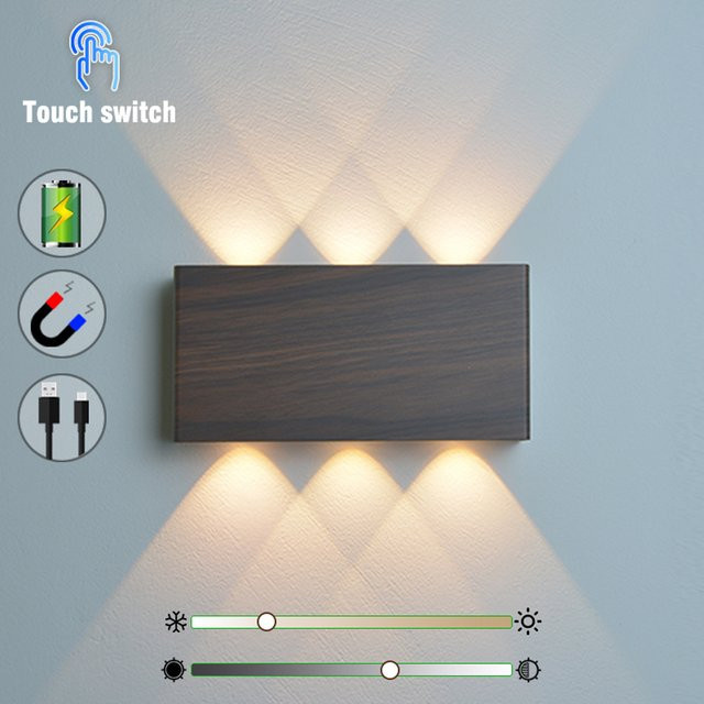 YooE Kabellose LED-Wandleuchte in Schwarz mit Touch-Dimmer, Typ-C-Ladung und 3 Farbmodi für Nachttisch und Treppen - Bild 1