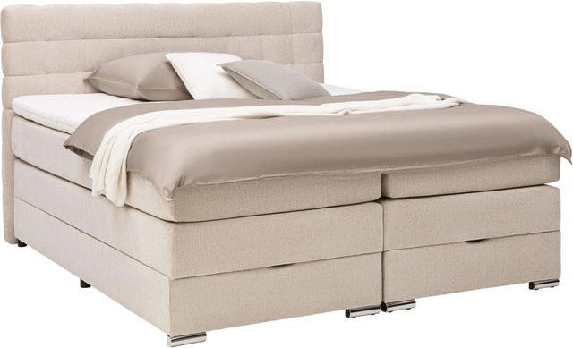Premium Living Boxspringbett London in Beige mit Hybrid-Federkern und Lift-up-Funktion, B/T/H: 180 x 200 x 120 cm - Bild 1