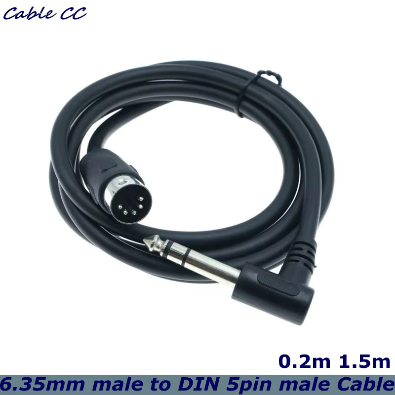 Monoprice Stereo-Audiokabel mit 90-Grad-Winkel MIDI DIN 5-Pin auf 6,35 mm Klinke, Schwarz, Länge: 150 cm - Bild 2