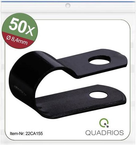 Quadrios Befestigungsschelle 22CA155 schraubbar aus Nylon in Schwarz mit einem maximalen Bündel-Durchmesser von 8,4 mm, 1 Set - Bild 1