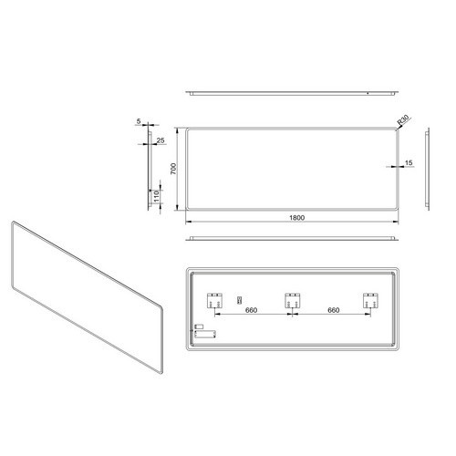 TALOS LED-Badspiegel in Aluminium Silver, B/H: 180 x 70 cm - Bild 2