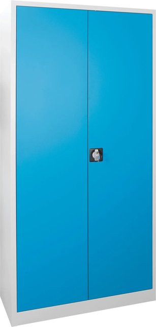 PROREGAL Flügeltürenschrank Owl mit 4 Fachböden und Schloss, Lichtgrau und Lichtblau, H x B x T: 195 x 92 x 42 cm - Bild 1