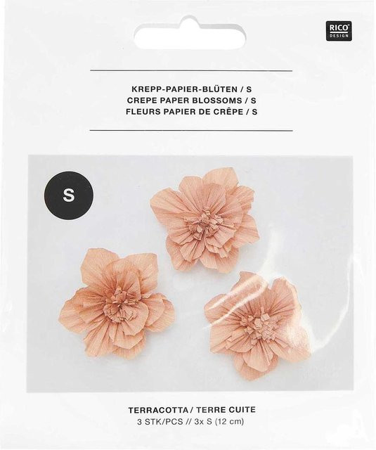 Rico Design Krepppapier Blüten in Terrakotta und Orange für deine Dekoration - Bild 1