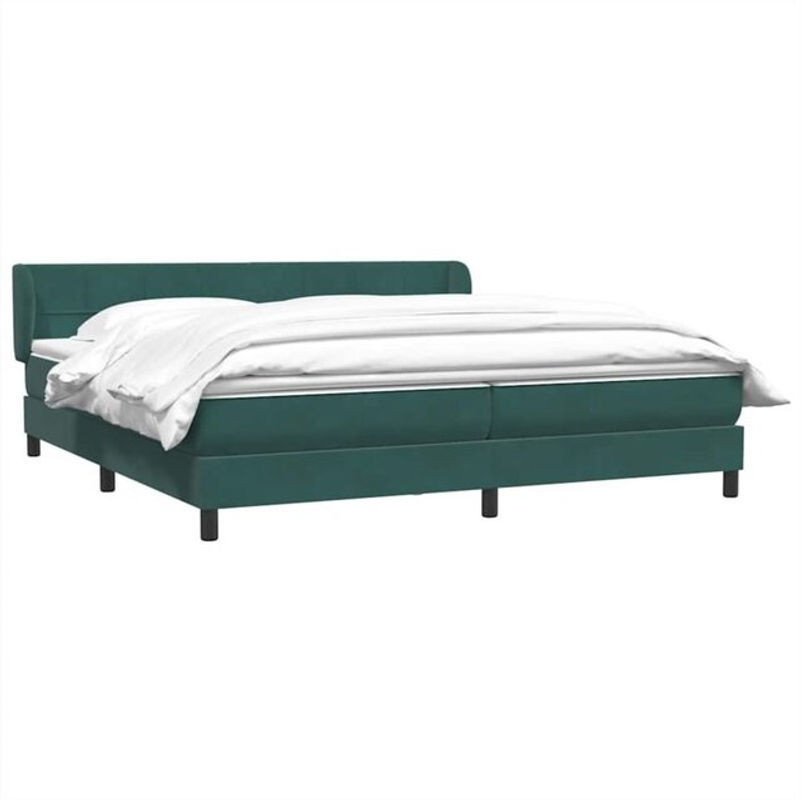 vidaxl Boxspringbett mit Matratzen aus Samt in Dunkelgrün, B/T/H: 180 x 220 x 78 cm - Bild 1