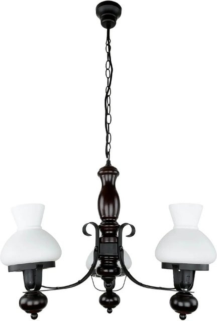 EASYLIGHT Kronleuchter in Rustikal mit Schirm aus Metall, Holz und Glas, Farbe: Multicolour, Breite: 50 cm, Fassung: E27 - Bild 1