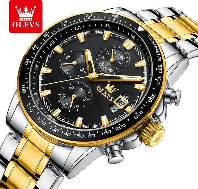 OLEVS Chronograph, Quarz, Edelstahl, Weiß, Herren - Bild 1