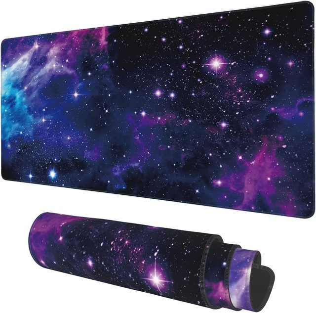 Galaxy Nebula Space Mauspad in Multicolour mit rutschfester Basis und genähten Kanten für Gaming, Zuhause und Büro - Bild 1