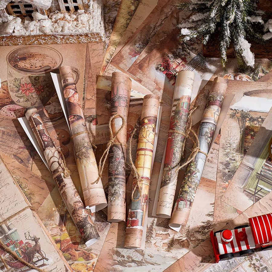 Gemustertes Scrapbook-Dekorationspapier aus der süßen Weihnachtsserie, 160 Blatt pro Buch, beschreibbar, Mehrfarbig - Bild 4