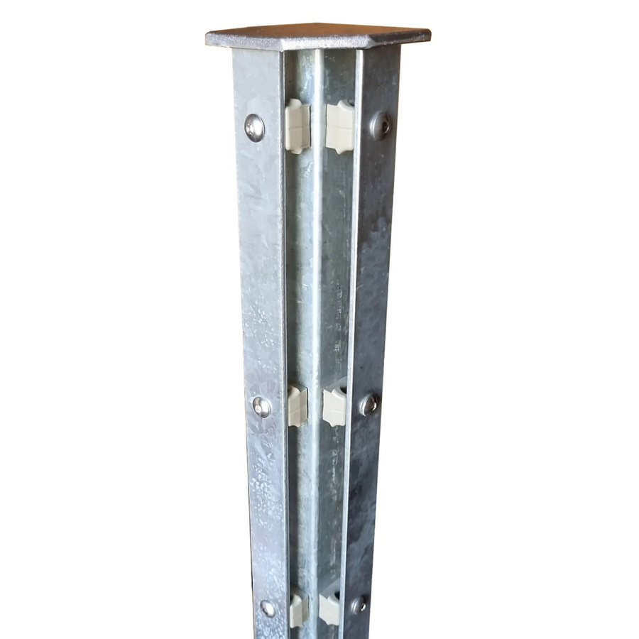 FA-Bausysteme Eckzaunpfosten Abdeckschiene für Doppelstabmattenzaun aus feuerverzinktem Stahl, Farbe: Silber, Höhe: 83 cm - Bild 2
