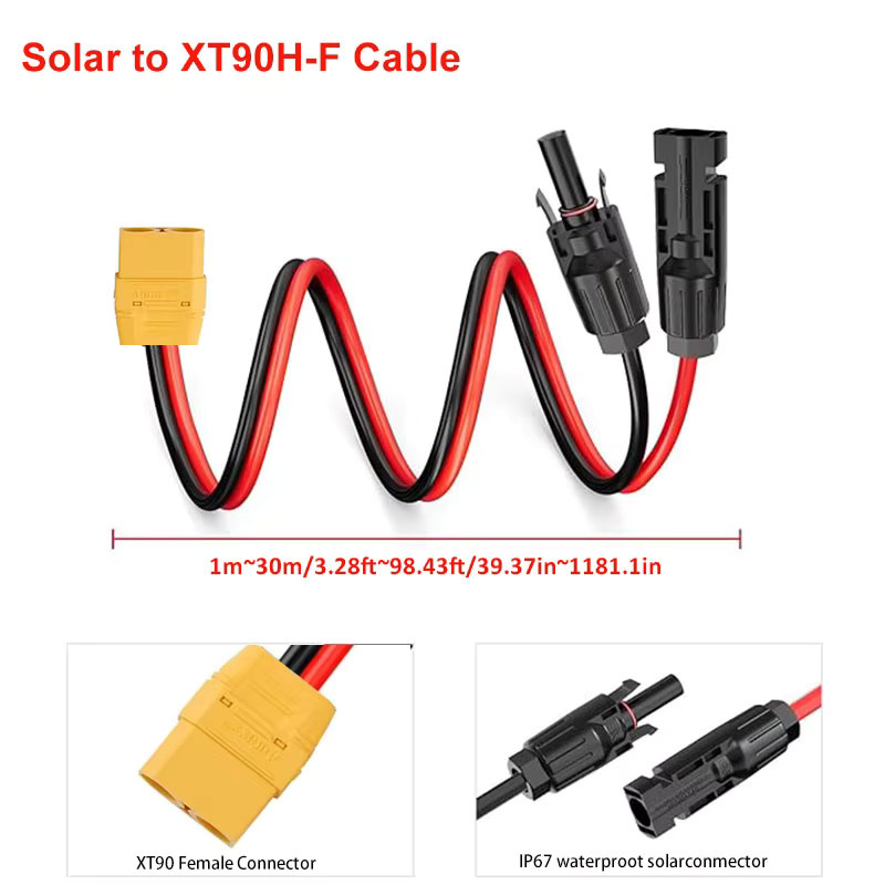 bytebattle XT90 Buchse und Stecker auf Solar-Steckverbinder Verlängerungskabel mit 10 AWG Silikonummanteltem Draht für Tragbare Solaranlagen - Bild 3