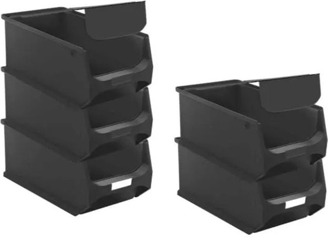 PROREGAL SparSet 5 x ESD Sichtlagerbox 4.0 mit Abdeckung, Schwarz, H x B x T: 15 x 20 x 35 cm, 7,2 Liter - Bild 1