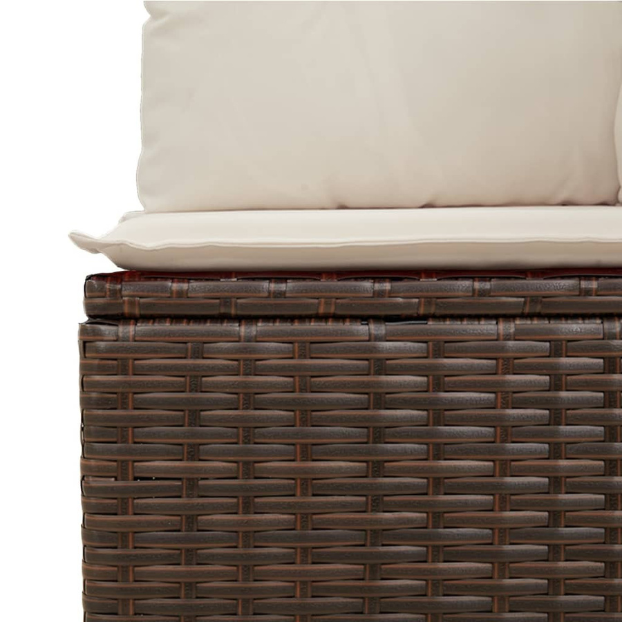 vidaXL 7-teilige Garten-Sofagarnitur in L-Form aus Polyrattan mit Kissen in Braun und Cremeweiß - Bild 5
