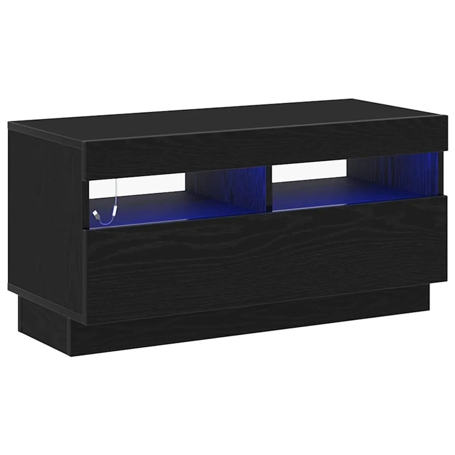 vidaXL TV-Schrank modern in Schwarz mit integrierter Beleuchtung aus Holzwerkstoff, B/T/H: 80 x 35 x 40 cm - Bild 2