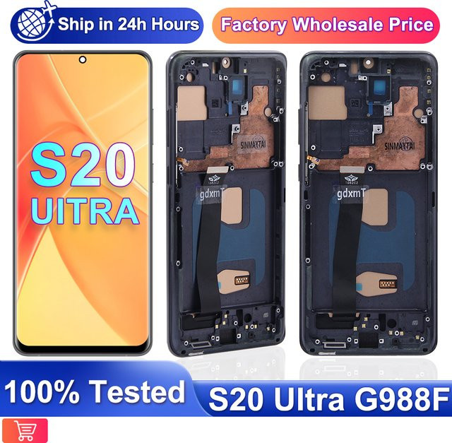 Samsung Galaxy S20 Ultra 5G LCD Display Ersatz mit Rahmen und Touchscreen Baugruppe in Schwarz - Bild 1