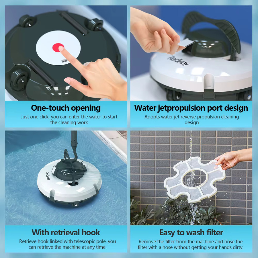 Redkey S100 Kabelloser Roboter-Poolreiniger in Weiß für eingelassene Pools mit zwei Motoren und Selbstparkfunktion - Bild 4