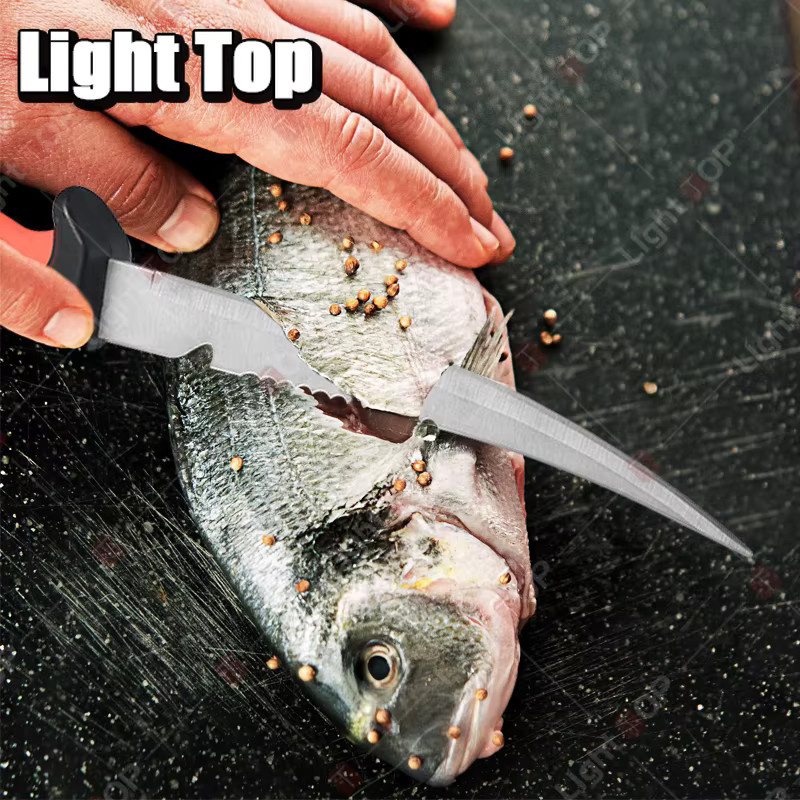 Multifunktionales Fischfiletmesser aus Edelstahl mit Schutzhülle für Fleisch und Obst - Bild 3
