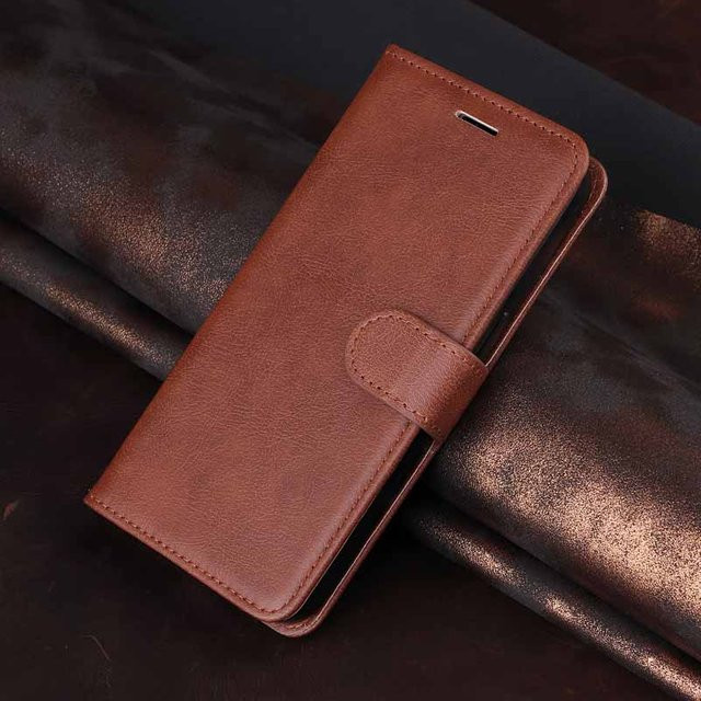 Tsimak Leder Wallet Handy Hülle für Samsung Galaxy A3 A5 A7 A6 Plus A8 A9 J2 Pro J3 J4 Prime J5 J6 J7 J8 Flip in Braun - Bild 1