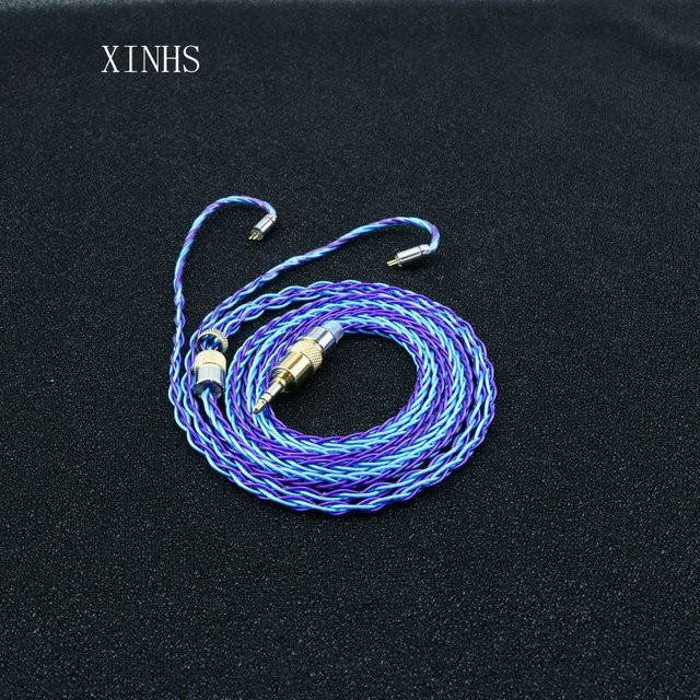 XINHS HS08 8-strängiges Graphen-Hybrid-Kopfhörerkabel in Silber und Blau - Bild 1