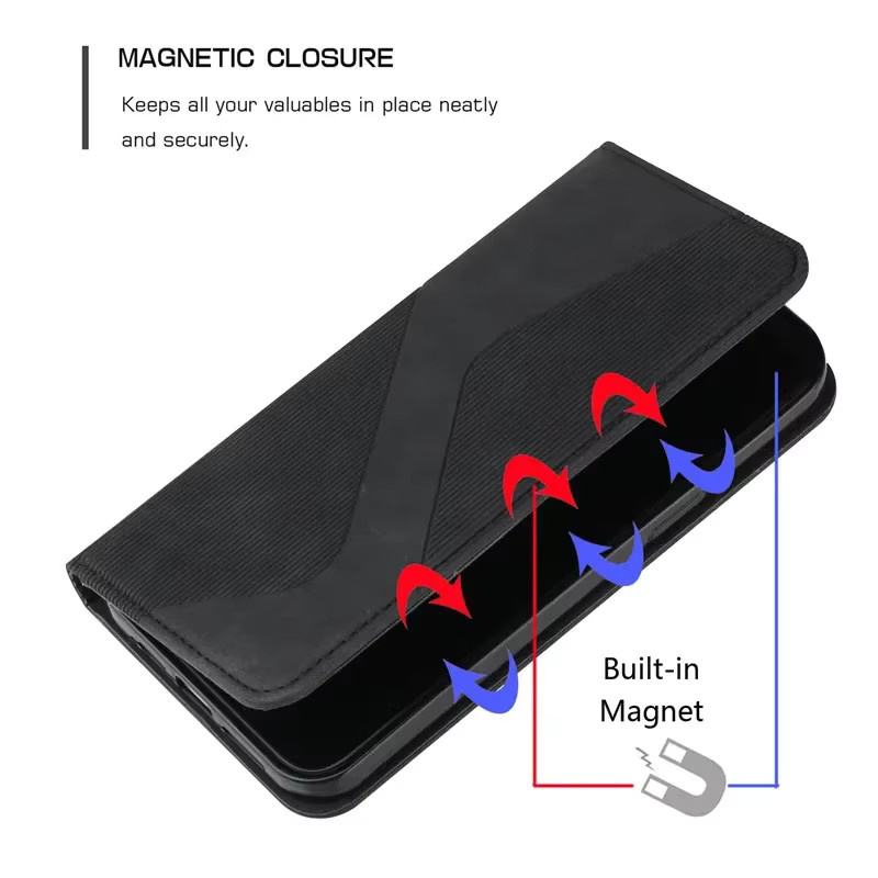 Magnetische Leder-Handyhülle für ZTE Nubia Air Z80 Z70 Z60S Music 2 Focus Pro V60 Design LTE 5G als Flip Case mit Wallet-Funktion und Standfunktion in Schwarz oder Braun - Bild 3