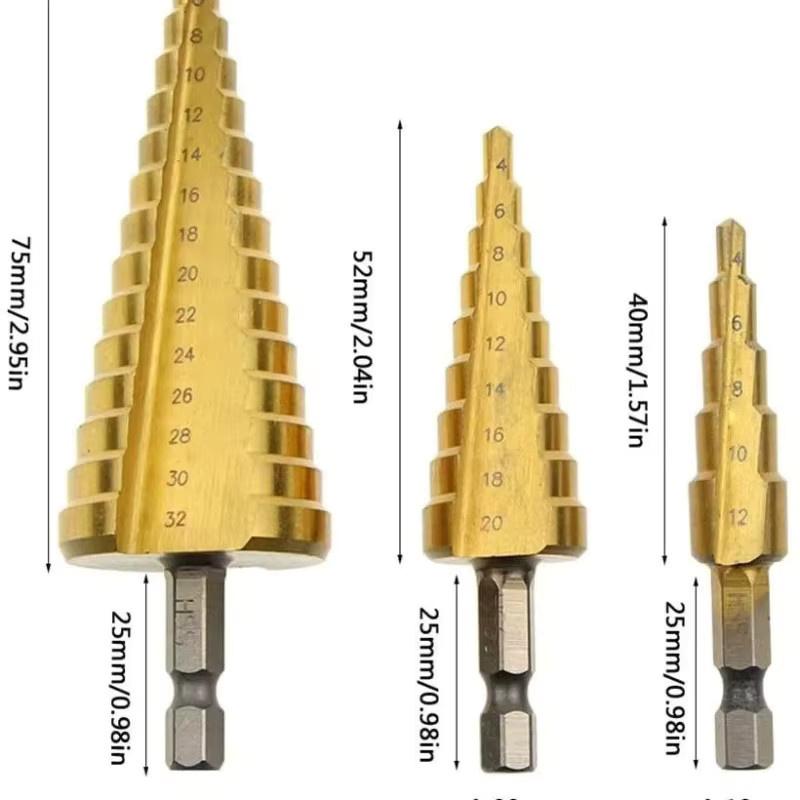 JUSTINLAU HSS-Titan-Stufenbohrer-Set für Metall und Holz, 4–32 mm - Bild 4