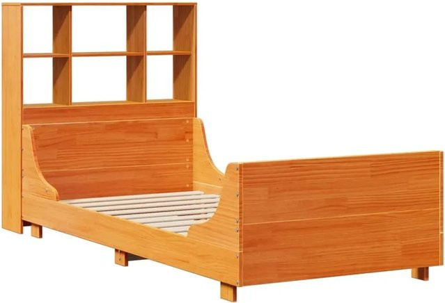 vidaXL Massivholzbett aus Kiefernholz mit Regal in Braun, B/T/H: 75 x 190 x 110 cm - Bild 1