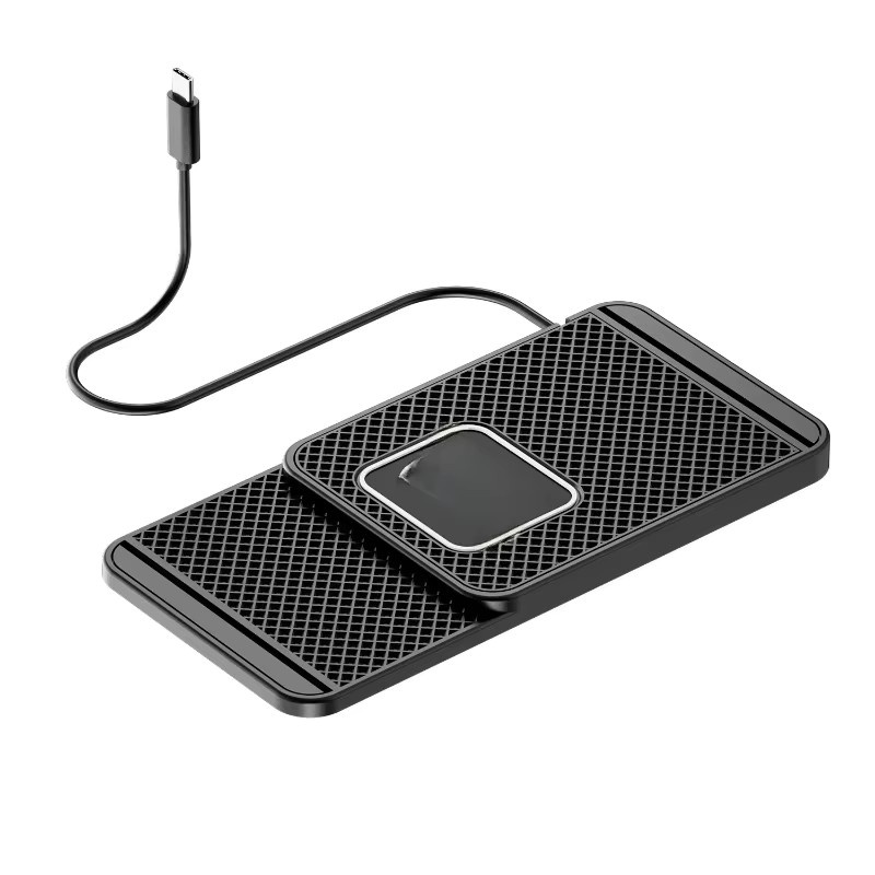 Drahtloses USB-C Schnelllade-Pad in Schwarz mit 1m Kabel für Zuhause und Auto - Bild 1