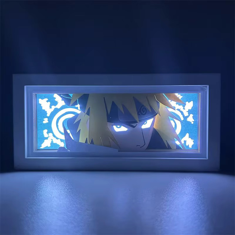 Bandai Naruto Uzumaki und Sasuke Uchiha Papierskulpturlampe als dekoratives Desktop-Ornament in Weiß und Multicolour - Bild 2